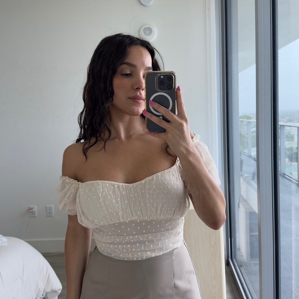 Fashion Nova White Fitted Bustier Blouse